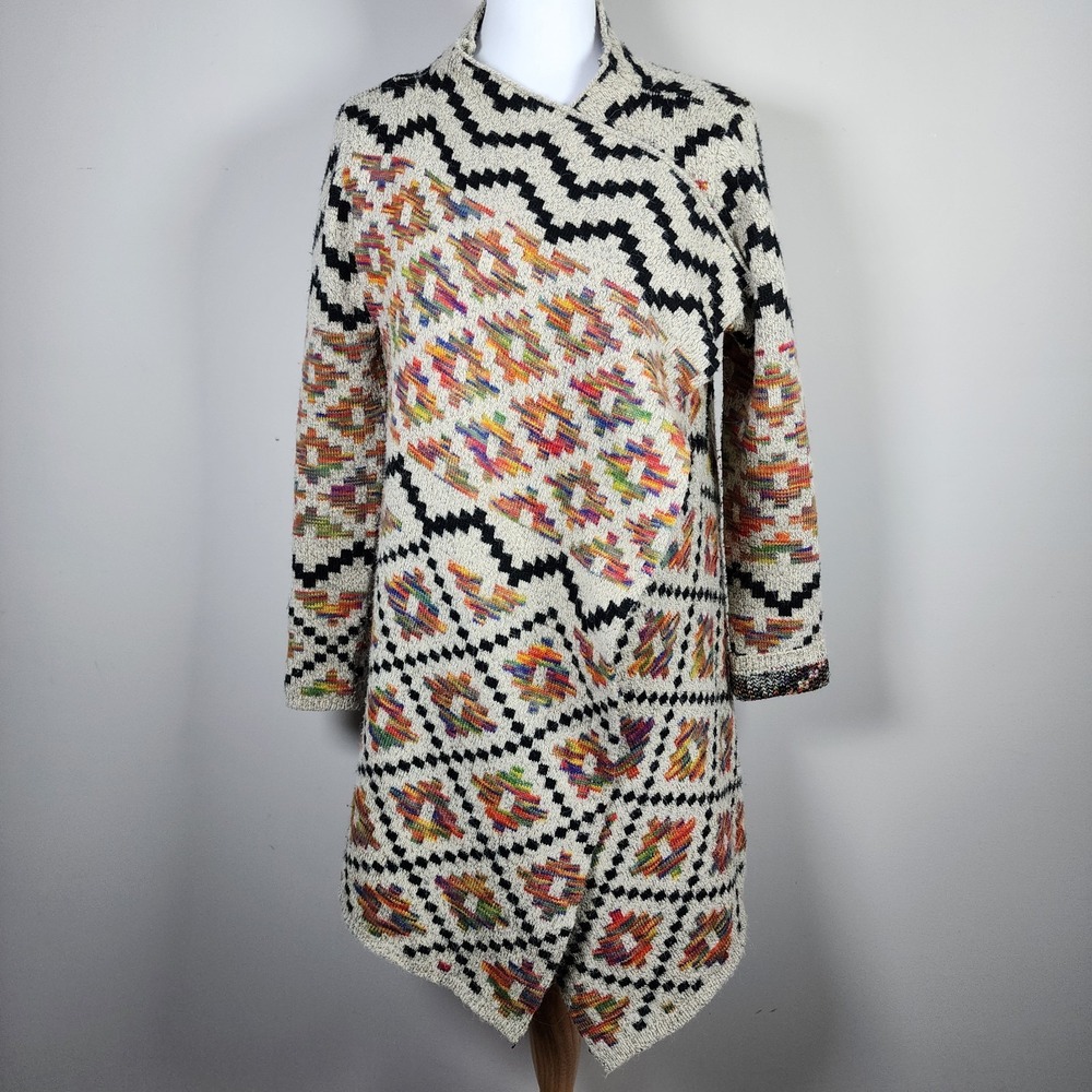 Teaberry Wrap Cardigan‎ Womens 8 Knit Sweater Aztec Colorful South Western Boho